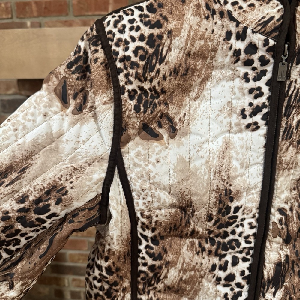 Women's Leopard Animal Print Zip Jacket Quilted Safari Glam Statement Coat Med - Picture 5 of 8